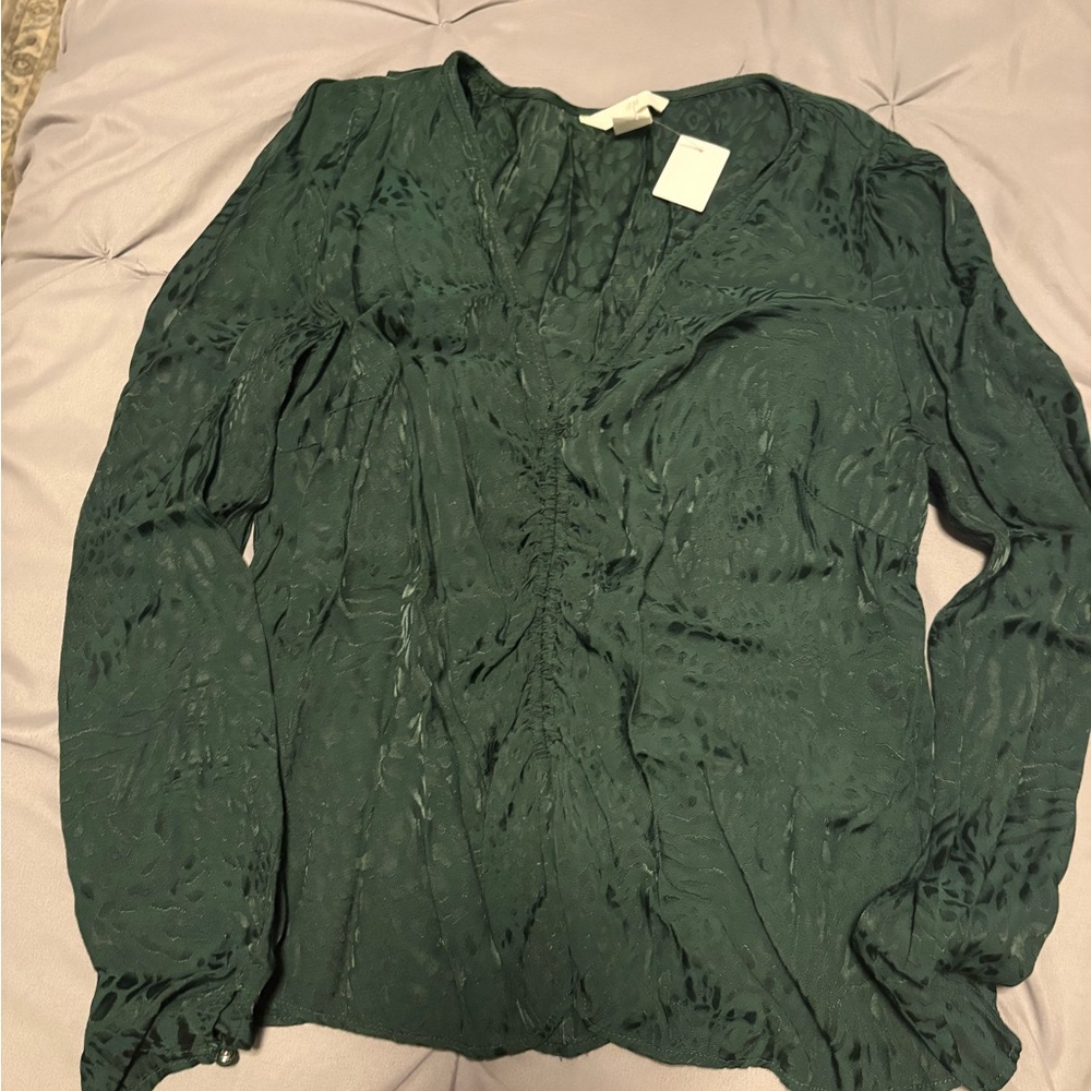 Green leopard print rouched Blouse
